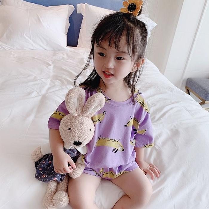 2 to 10 Years Summer Girls Kids Pajamas Set Short Sleeves Sleepwear For Toddler Girls Cotton Pyjamas Set Clothes