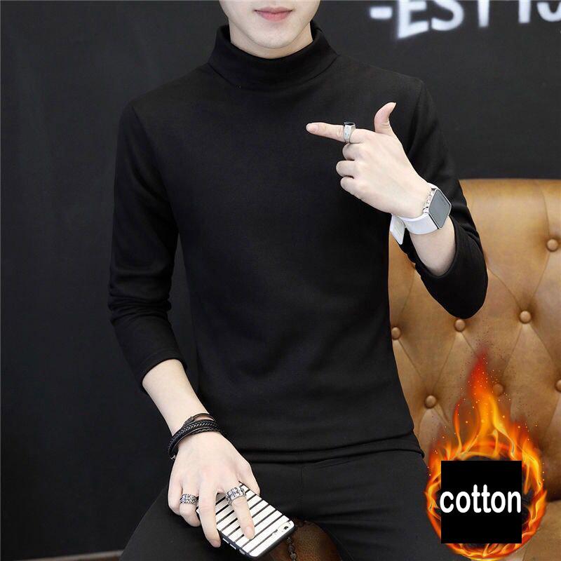 Long-sleeved T-shirt Men's Fashion Wild Sweater Men's Autumn and Winter Warm Slim Tops