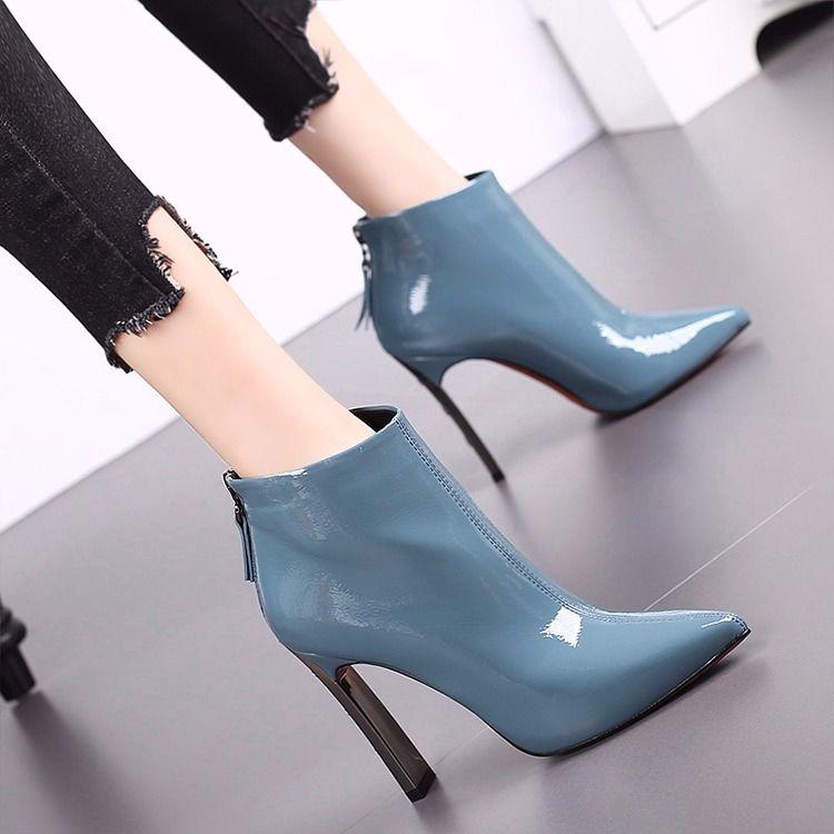 Women's Ankle Boots Elegant Ankle Boots High Heels PU Leather Boots Short Boots High Heel Boots