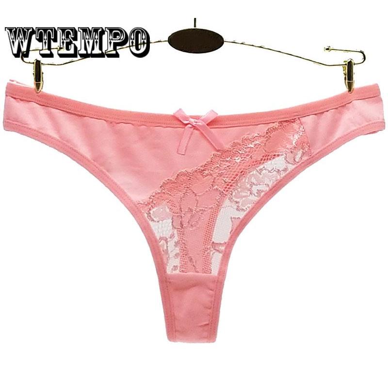 6 Piece Sexy Lace Transparent Cotton Thong Underwear Women Panties Briefs G-String Ladies