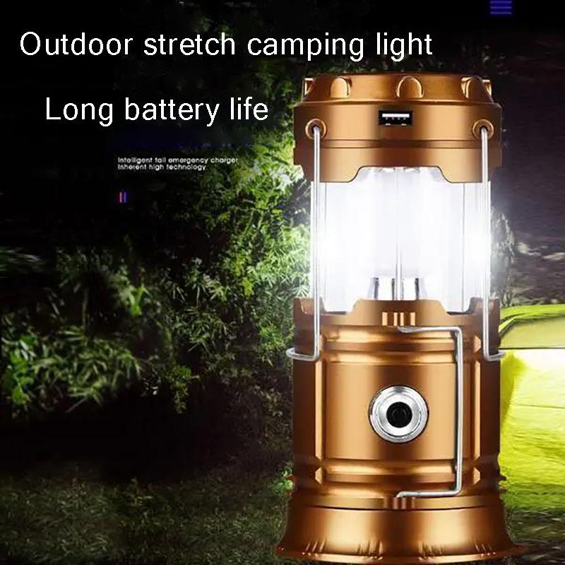 4 In 1 Rechargeable Solar LED Light Camping Light Portable Outdoor Survival Tent Light Retractable Hand Light Searchlight (Can Charge The Phone)