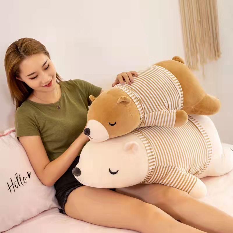 Polar Bear Plush Toys Long Pillow Stuffed Doll Girls Soft Goddess Festival Toys