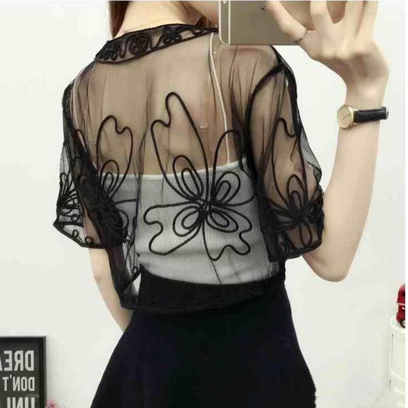 1 PCS Lace Chiffon Cardigan Thin Shawl WomenSun Protection Summer Short Coat Top