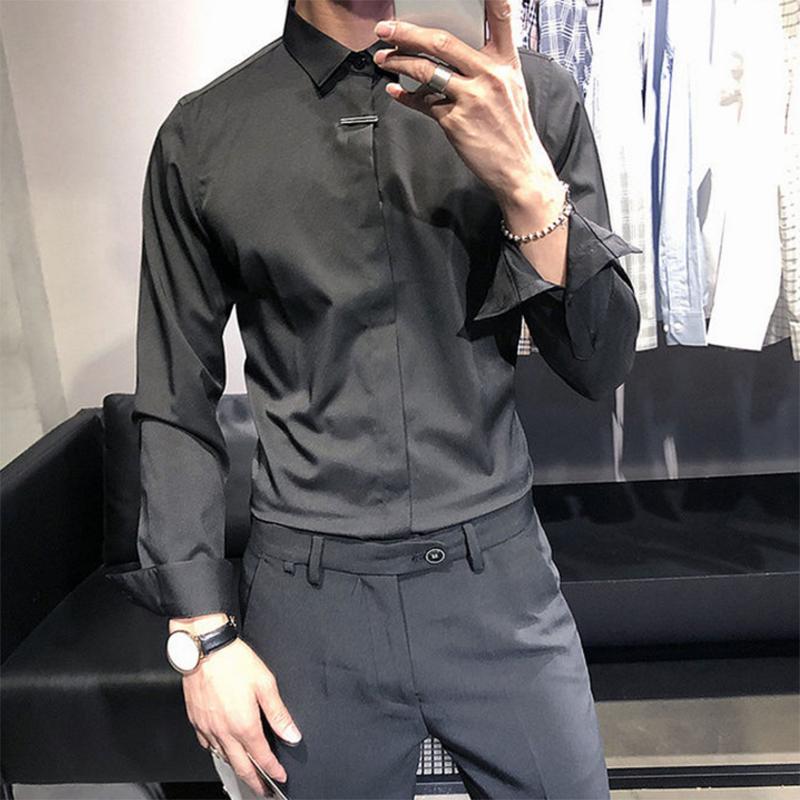 Men's Autumn and Summer Long-sleeved Thin Shirt Loose Trendy Casual Bottoming Top Business Slim Non-iron Men's Shirt