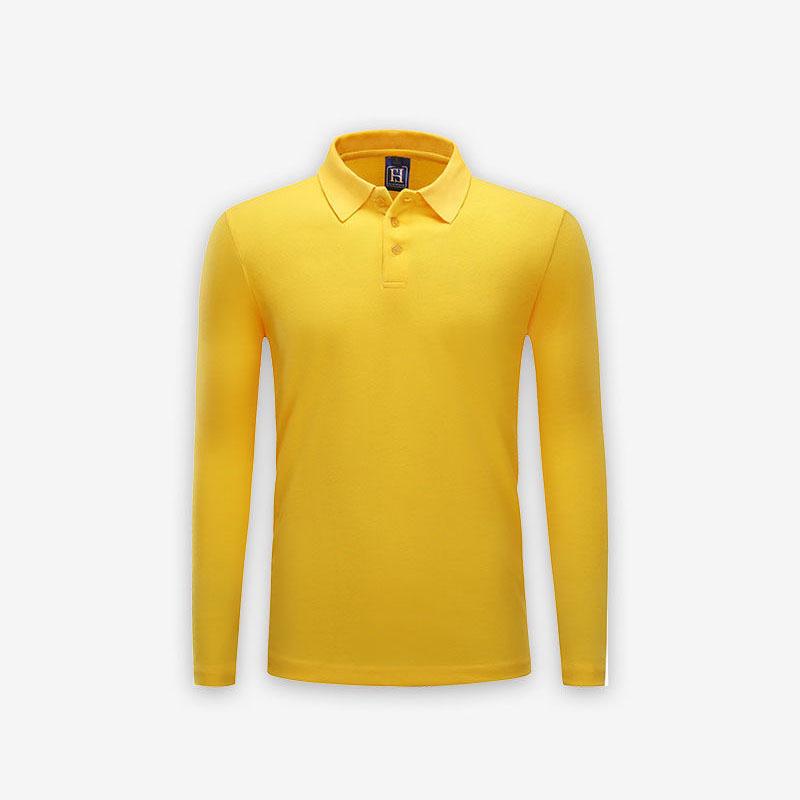 Fall Long-sleeved POLO Shirt Solid Color Lapel Long-sleeved T-shirt Can DIY Text and Patterns