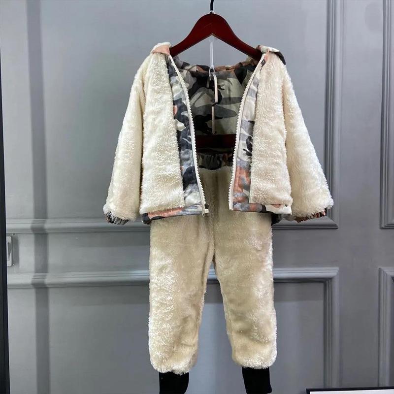 Boy's Suit Winter Camouflage Children's Two-piece Suit Western-style Baby Clothes Plus Velvet Thickening Children's Tide