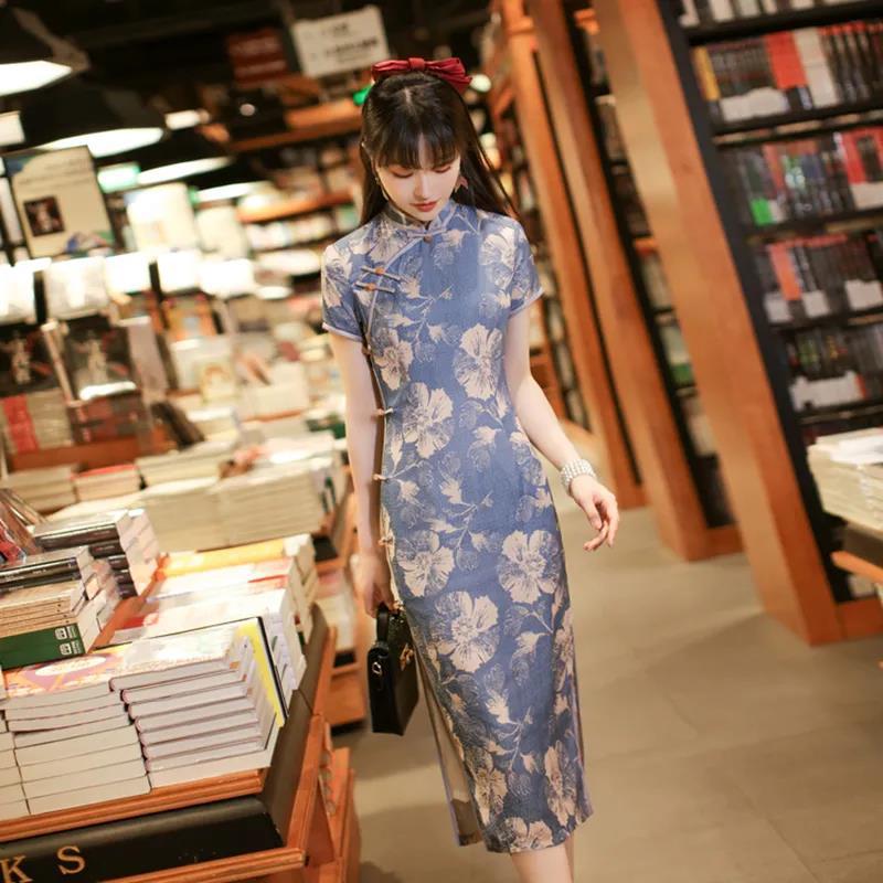 Improved Version of Cheongsam Dress Retro Elegant Young Girl Eroded Lightly Cooked Chinese Style Long Skirt Daily