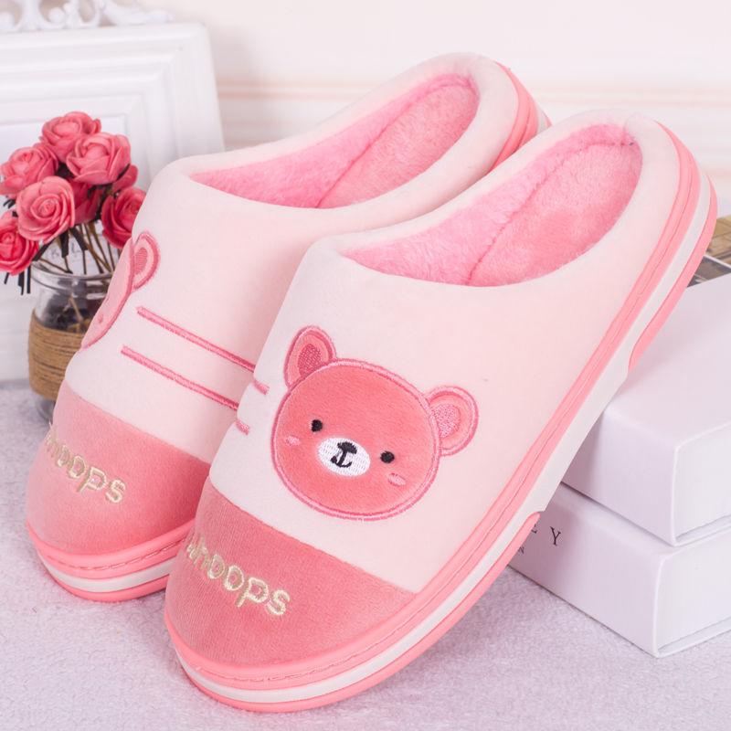 Autumn and Winter Couples Home Warm Non-slip Cotton Slippers Large Size Thick-soled Cute Indoor Cotton Slippers