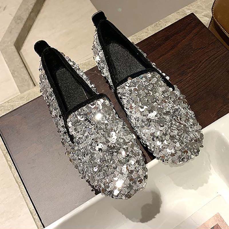 Rhinestone Society Women's Shoes Spring and Summer Korean Style One-legged Peas Shoes Pumps