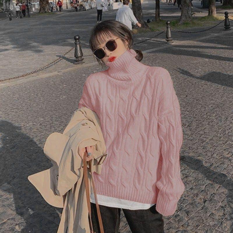 Turtleneck Sweater Women Loose Outer Wear Autumn and Winter Thick Lazy Style Bottoming Shirt Versatile Warm Top Ladies Loose Sweater