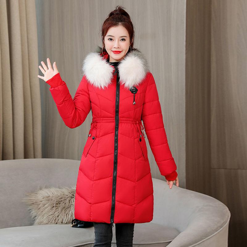 Large Fur Collar Women's Fashion Trend Cotton-padded Jacket Over The Knee Mid-length Women's Slim Slimming Warm Plus Size Winter Jacket