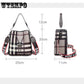 WTEMPO Single Shoulder Diagonal Bag Wild Plaid Handbag Wide Shoulder Strap Female Bag Large Capacity