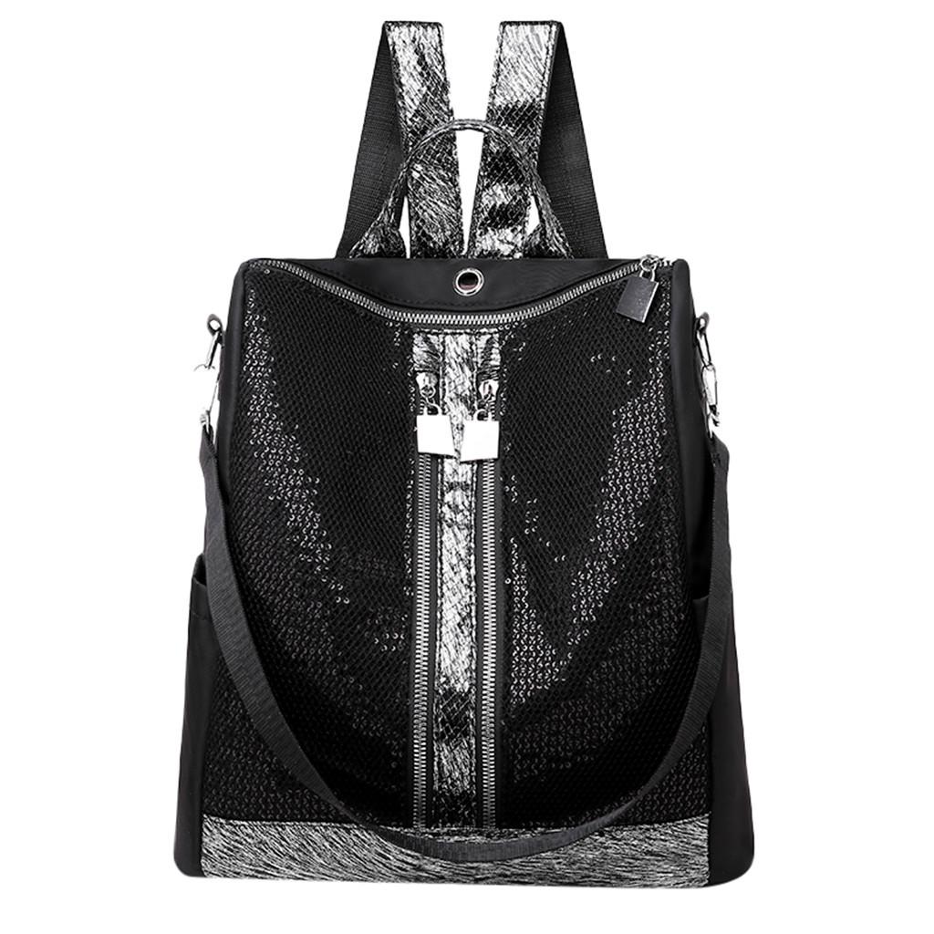 Fashion Ladies Sequins Wild Large Capacity Backpack Shoulder Bag Student Bag