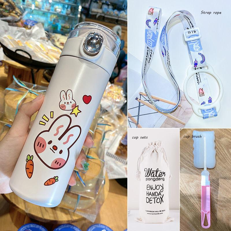 Water Cup Thermos Cup Vacuum Cup Female Student Cute Girl Heart Simple 304 Stainless Steel Cup Travel Cup Convenient To Carry Coffee Cup with Milk