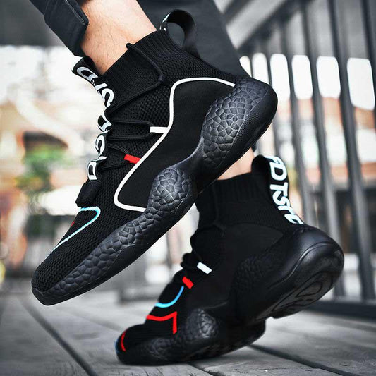 Unisex Plus Size 36-48 Men High-top Sneakers Couples Running Basketball Shoes Breathable Shockproof Non-slip Sports Shoes for Men and Women