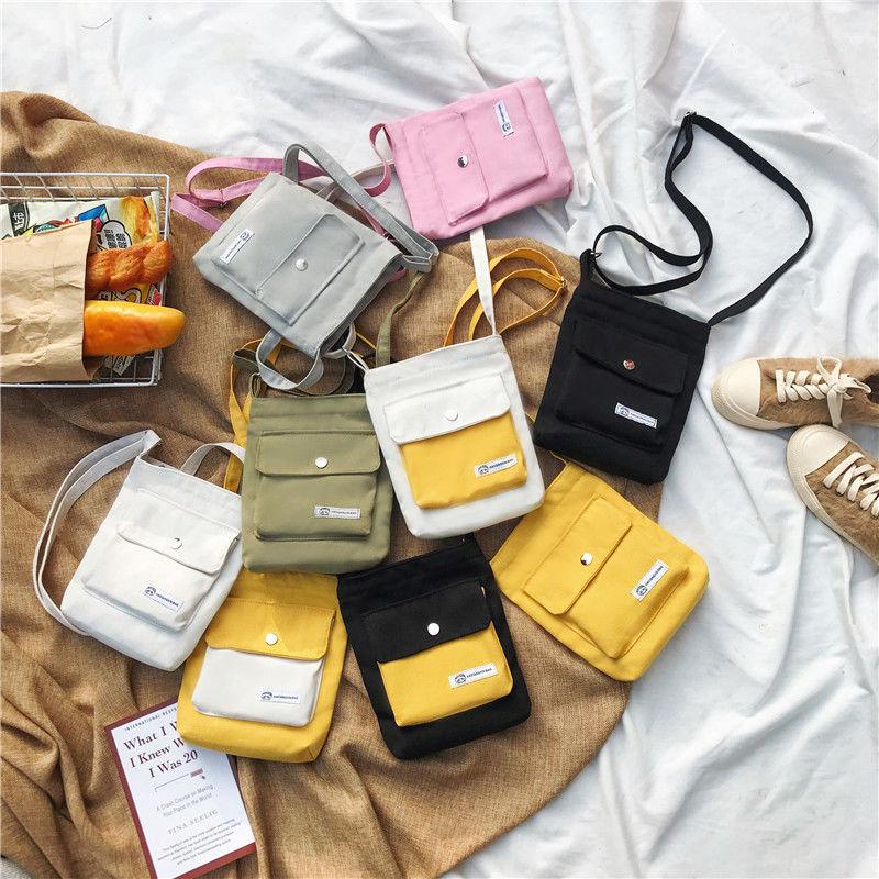 Small Bag Slanting Female Fashion colorful Shoulder Bag Canvas bag Phone Coin Wallet