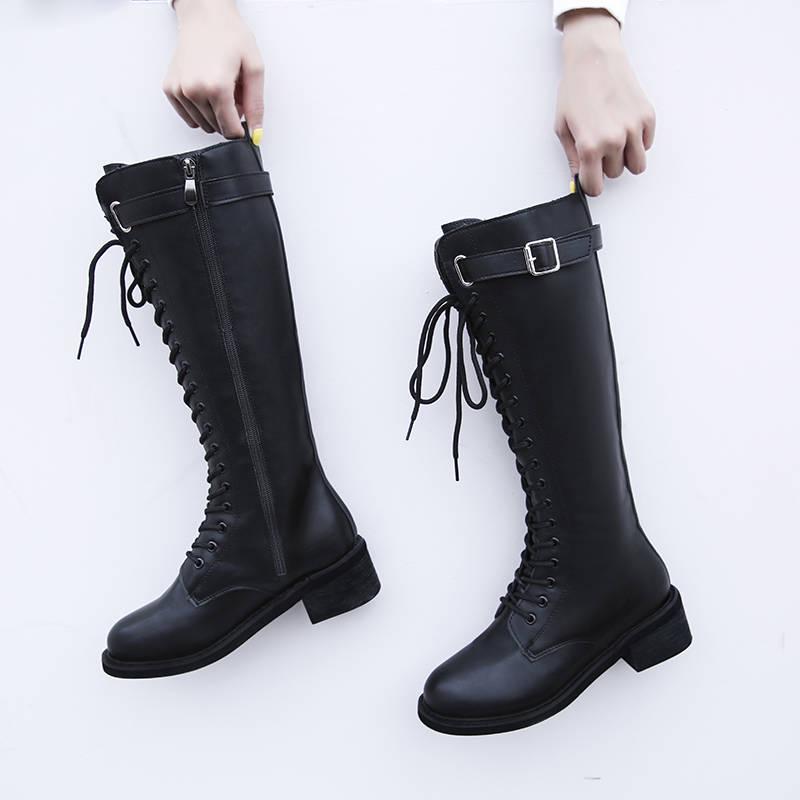 Fashion Slim Boots Mid Boots Women Autumn and Winter Martin Boots Women Flat Boots Boots