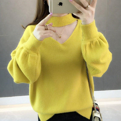 Thick O- Neck Women Sweater Streetwear Knitted Pullovers Top Autumn Winter Christmas Sweater Pull