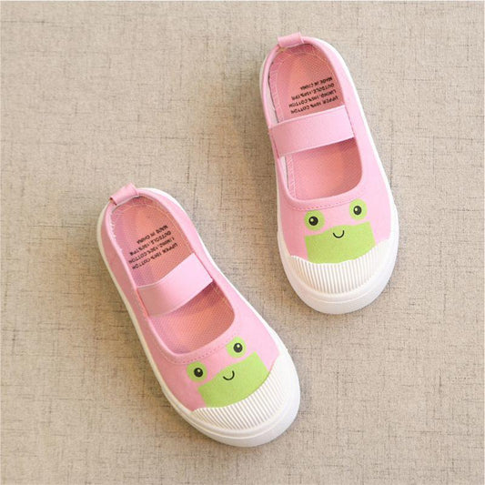 Children's Canvas Shoes Girls Spring and Autumn One-step Canvas Shoes Candy Color Soft-soled Princess Canvas Shoes