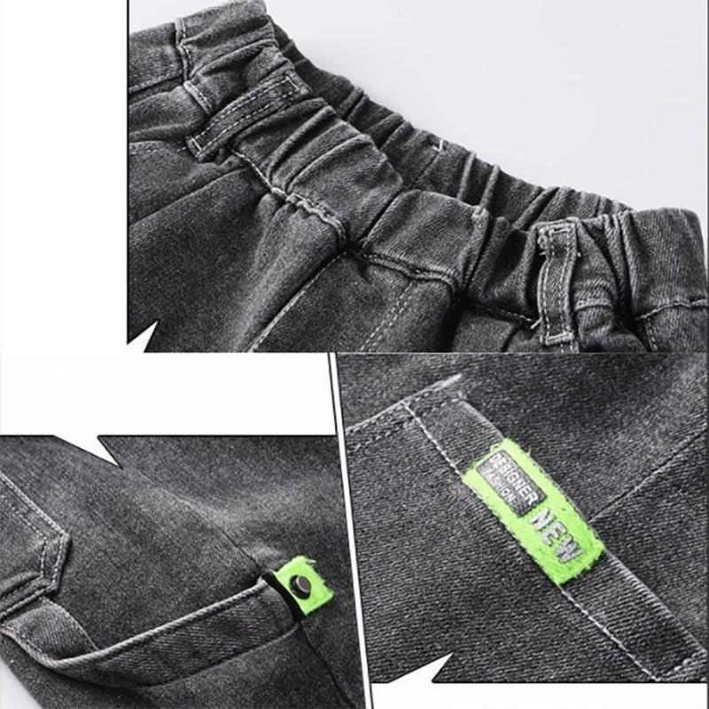 Boys Jeans Autumn and Winter Korean Style Trousers Children Plus Velvet Pants Casual Pants Trousers