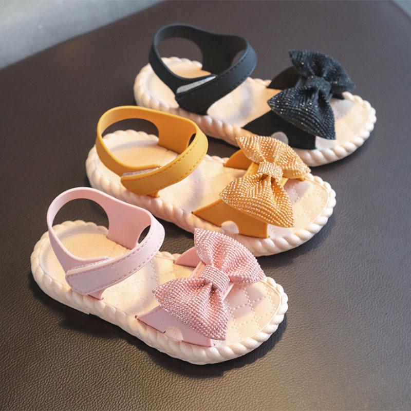 Summer Girls Sandals Bow Soft Bottom Large, Medium and Small Children's Princess Open-toed Baby Beach Shoes