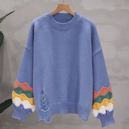 Loose Wild Sweater Bottoming Shirt  Long Sleeve Round Neck Sweater Women's Autumn and Winter