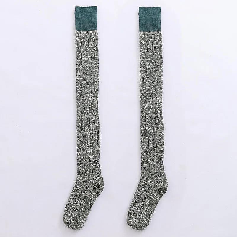 Over The Knee Paddler Female Thickened Plus Legs Student Thick Wool Knit Autumn and Winter Warm High Tube Thigh Socks