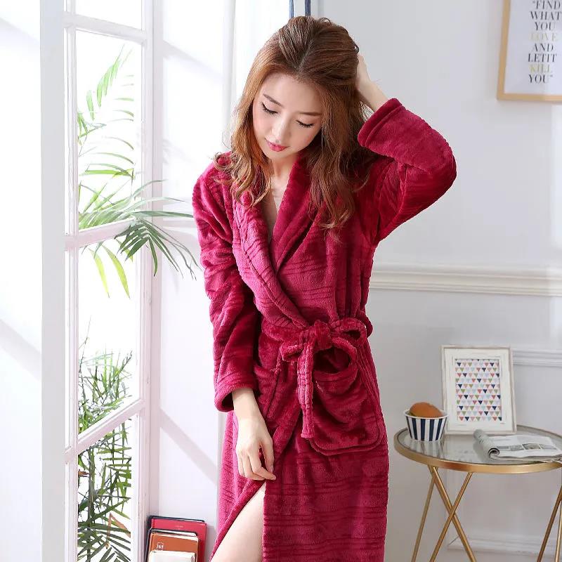 Winter Kimono Robe Plush Fleece Bathrobes for Women Soft Warm Printed Long Sleeve Sleepwear Pajamas