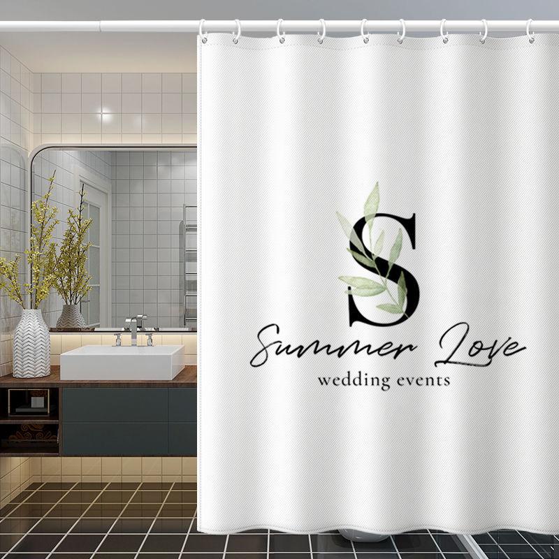 Rental Room Bathroom Shade Curtain Hook Shower Curtain Bathroom Waterproof and Mildew Proof Shower Curtain