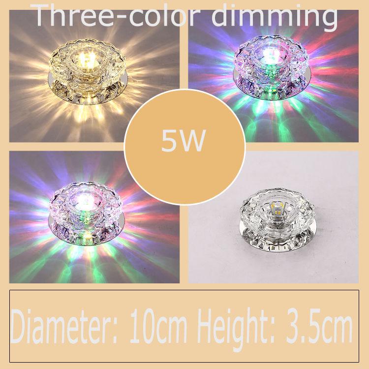 5W LED Crystal Recessed Ceiling Light Warm White+RGB 3 Modes Mini down Lamp Light Aisle Corridor