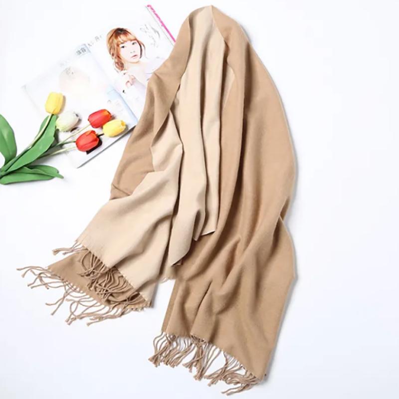 Scarf Women Korean Rabbit Hair Double-sided Two-color Thick Solid Color Shawl Dual-use Warm Tassel Scarf