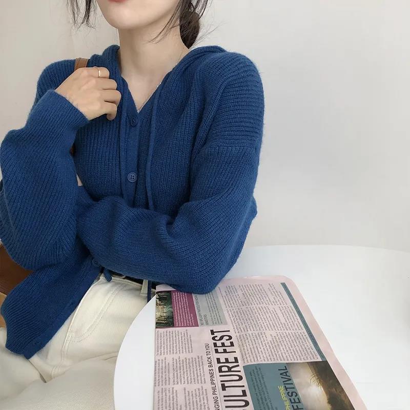 Autumn Winter Women Cardigan Warm Knitted Sweater Jacket Pocket Embroidery Fashion Knit Cardigans Coat Lady Loose Sweaters