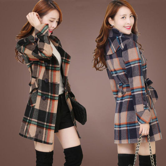 Woolen Coat Autumn and Winter Large Size Woman's Clothing Long Sleeve Warm Windbreaker Large Size