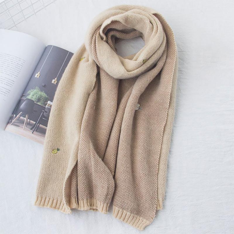 Pineapple Wool Scarf Women Winter Thick Korean Long Cashmere Double-sided Versatile Bib