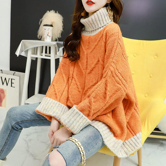 Autumn and Winter High Collar Jacket Loose Casual Bottoming Shirt Simple Mid-length Young Women's Sweater