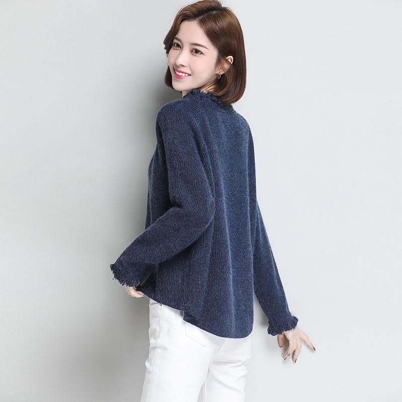 Autumn and Winter Fringed Short Sweater Loose Casual Knit Bottoming Shirt Thick Solid Color Female Sweater