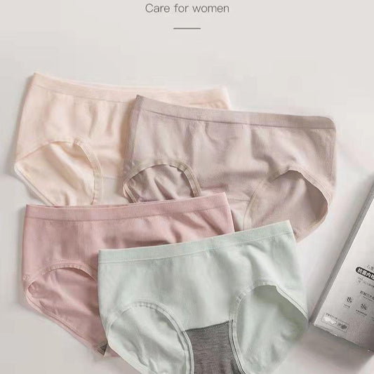 4-pack of Women's Underwear Antibacterial Seamless High Elastic Underwear Mid-waist Pure Cotton Hip Lift Breathable Antibacterial Underwear