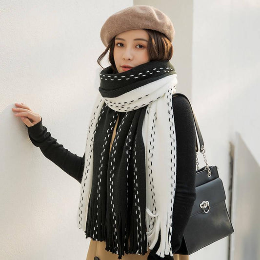 Scarf Women Autumn Winter Female Wool Plaid Svarves Ladies Cashmere Scarves Long Shawl Wrap Blanket