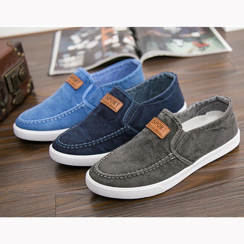 Spring Breathable Old Beijing Cloth Flat Shoes Slip-on Canvas Shoes Non-slip Casual Sport Sneakers Lazy Shoes Work Men's Shoes