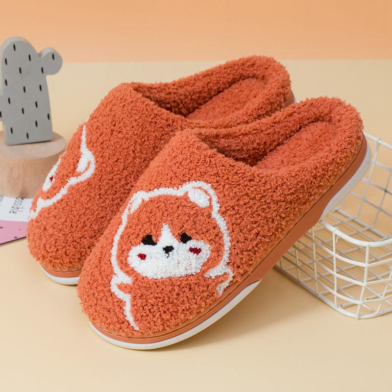 Autumn and Winter Pure Cotton Slippers Indoor Non-slip Soft-soled Shoes Warm Plaid Simple Plush Cotton Shoes