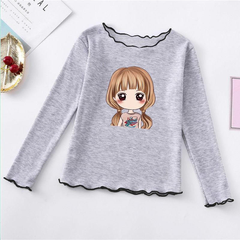 Girls' T-shirt Spring and Autumn Baby Girls Long Sleeve O-neck T-shirt Bottom Shirt Cotton Children's Long Sleeve T-shirt