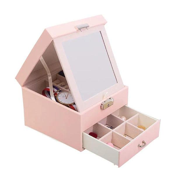 Jewelry Box PU Leather Jewelry Storage Earring Rings Box Packaging Storage Display Case Organizer for Home Travel Girl's Gift