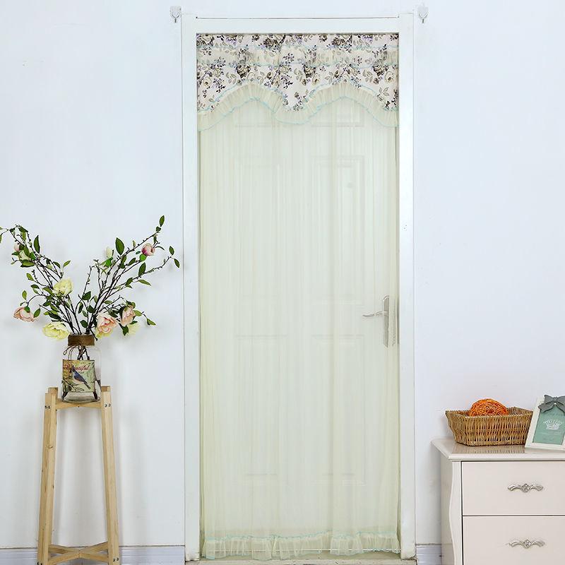 Perforation-free Door Curtain Lace Single-layer Gauze Curtain Bedroom Door Curtain Four Seasons Household Partition Curtain Anti-mosquito Decoration