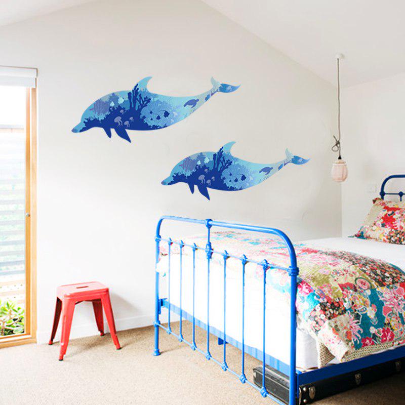 [Wall sticker ]3d Dolphin Silhouette Wall Stickers For Kids Rooms Baby Bedroom Bathroom Toilet Wc Ch