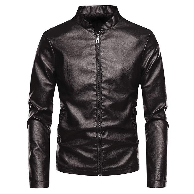 Men's Leather Jackets Plus Velvet Autumn and Winter Leather Jackets Korean Style Slim Jackets Young and Middle-aged Men's Motorcycles