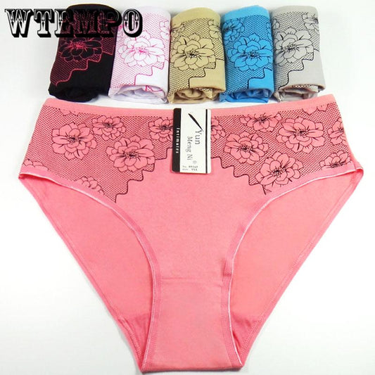 6 Pcs/Lot Plus Size Women Underwear Panties Seamless Sexy Briefs Panties for fat women cotton