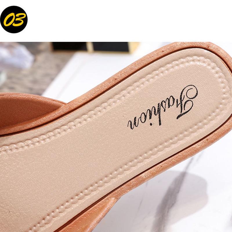 Slippers Women’s Summer Wear Half-toe Slippers Non-slip Flat-bottomed Casual Lazy Sandals and Slippers Pointed Soft-soled Leather Shoes