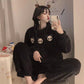 Women's Winter Thick and Velvet Korean Pajamas Suit Fashion Flannel Cartoon Outer Wear Cute Sweet Home Service