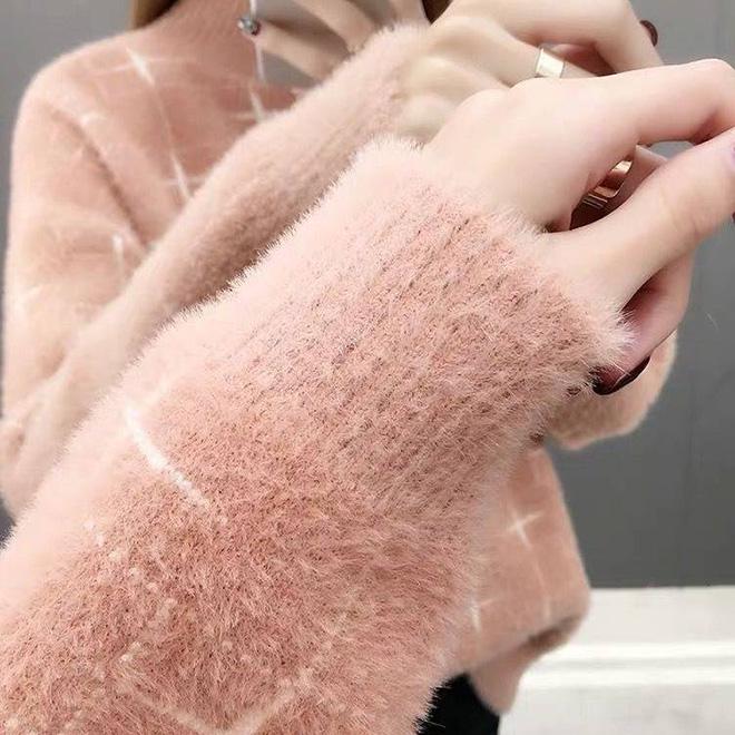 Women Mink Warm Half Turtleneck Pullover Sweater Thick Stretch Knitted Bottoming Shirt Coat