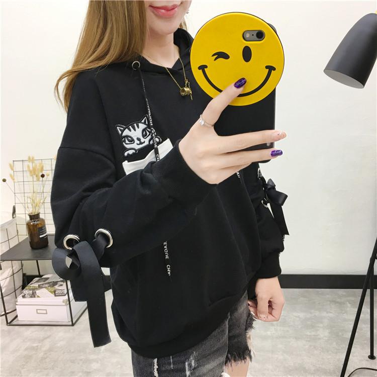 Hooded jacket autumn and winter cotton sweater ladies sweatshirt trend wild large size long sleeve